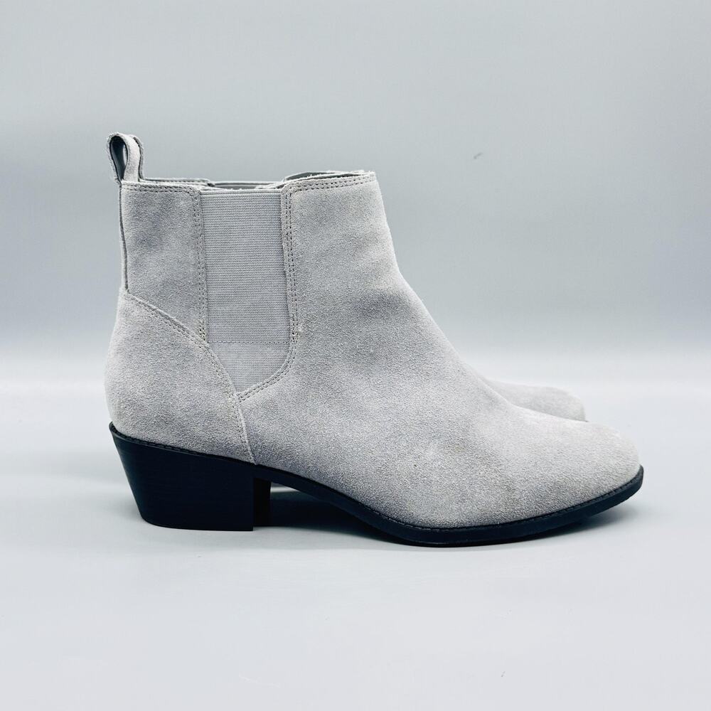 Vionic Boots Womens 11 Gray Suede Roseland Ankle Booties Zip Block Heel Shoes